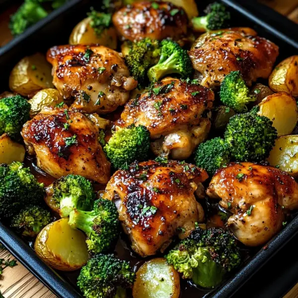 Honey-Garlic Chicken with Broccoli and Potatoes