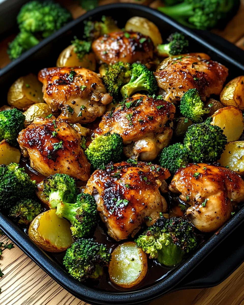 Honey-Garlic Chicken with Broccoli and Potatoes 21 Honey-Garlic Chicken with Broccoli and Potatoes