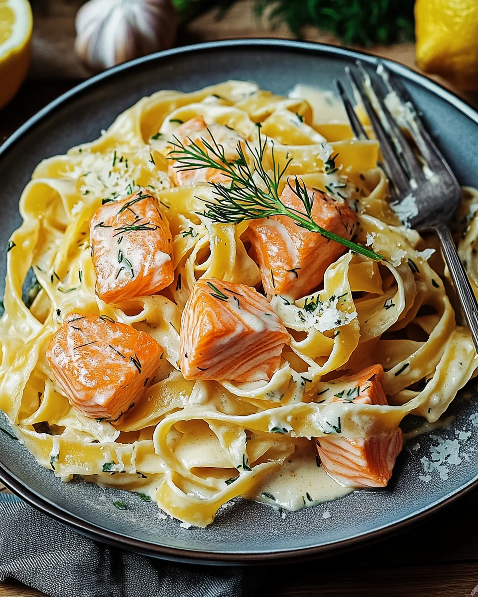Lachs-Tagliatelle mit cremiger Zitronensoße