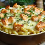 Nudelauflauf mit Lachs und Sahne