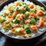 Reis mit Gem&uuml;se-Frischk&auml;se-Sauce