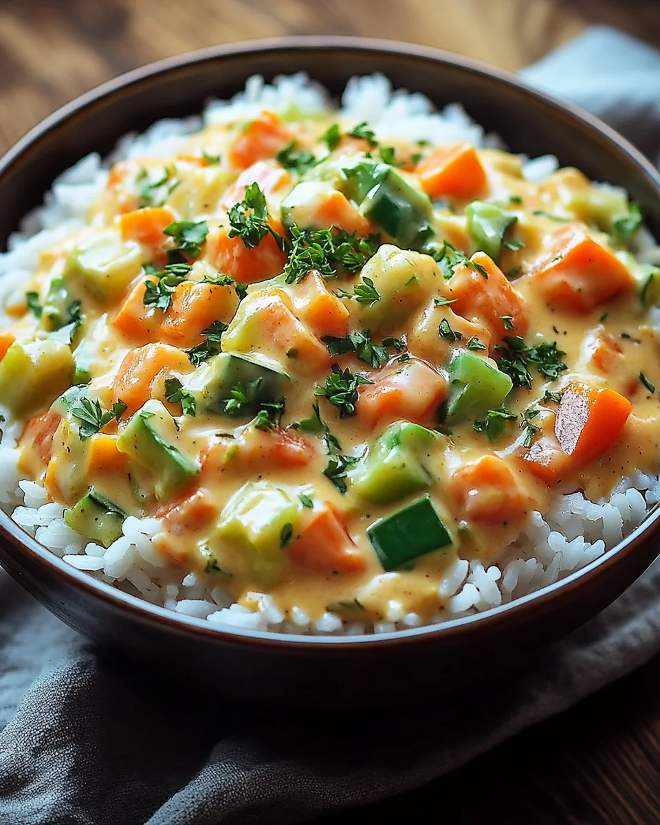 Reis mit Gemüse-Frischkäse-Sauce 26 Reis mit Gemüse-Frischkäse-Sauce