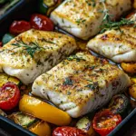 Rezept f&uuml;r mediterran gebackene Fischfilets mit Gem&uuml;se