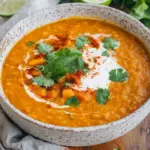 Rote Linsensuppe mit S&uuml;&szlig;kartoffeln