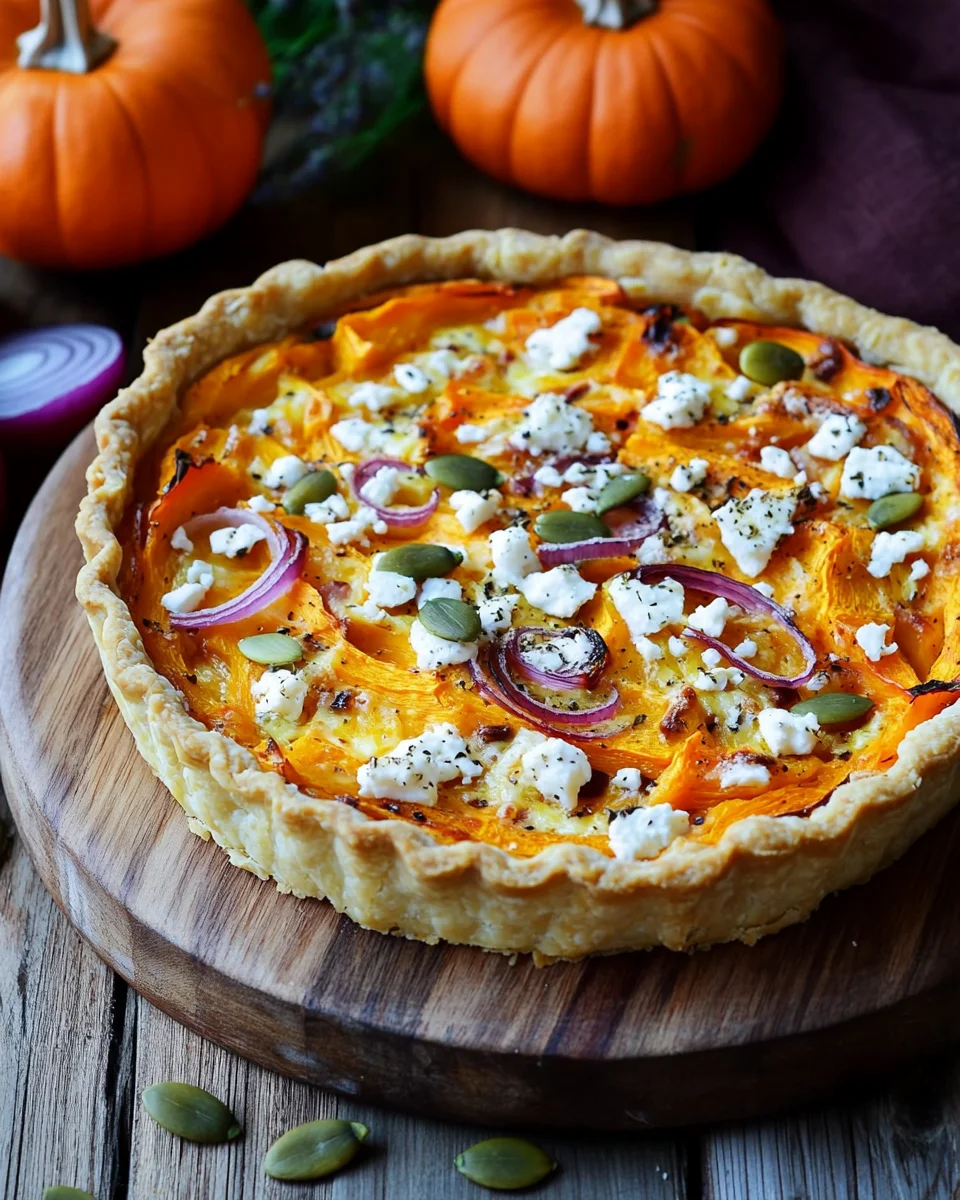 Saftige K&uuml;rbis-Quiche mit Feta