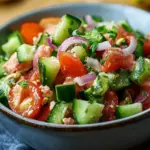 Schneller Thunfischsalat mit Gurke und Tomate