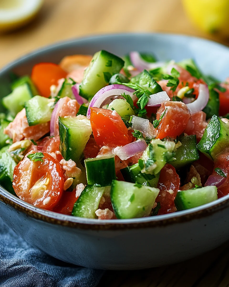 Schneller Thunfischsalat mit Gurke und Tomate
