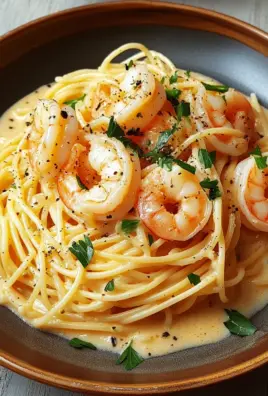 Spaghetti mit Garnelen in Knoblauch-Sahnesauce 23 Spaghetti mit Garnelen in Knoblauch-Sahnesauce