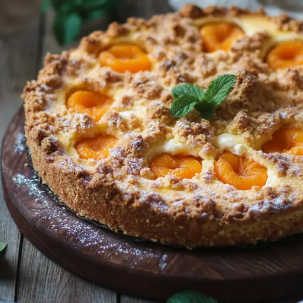 Aprikosenkuchen mit Quark und Streuseln