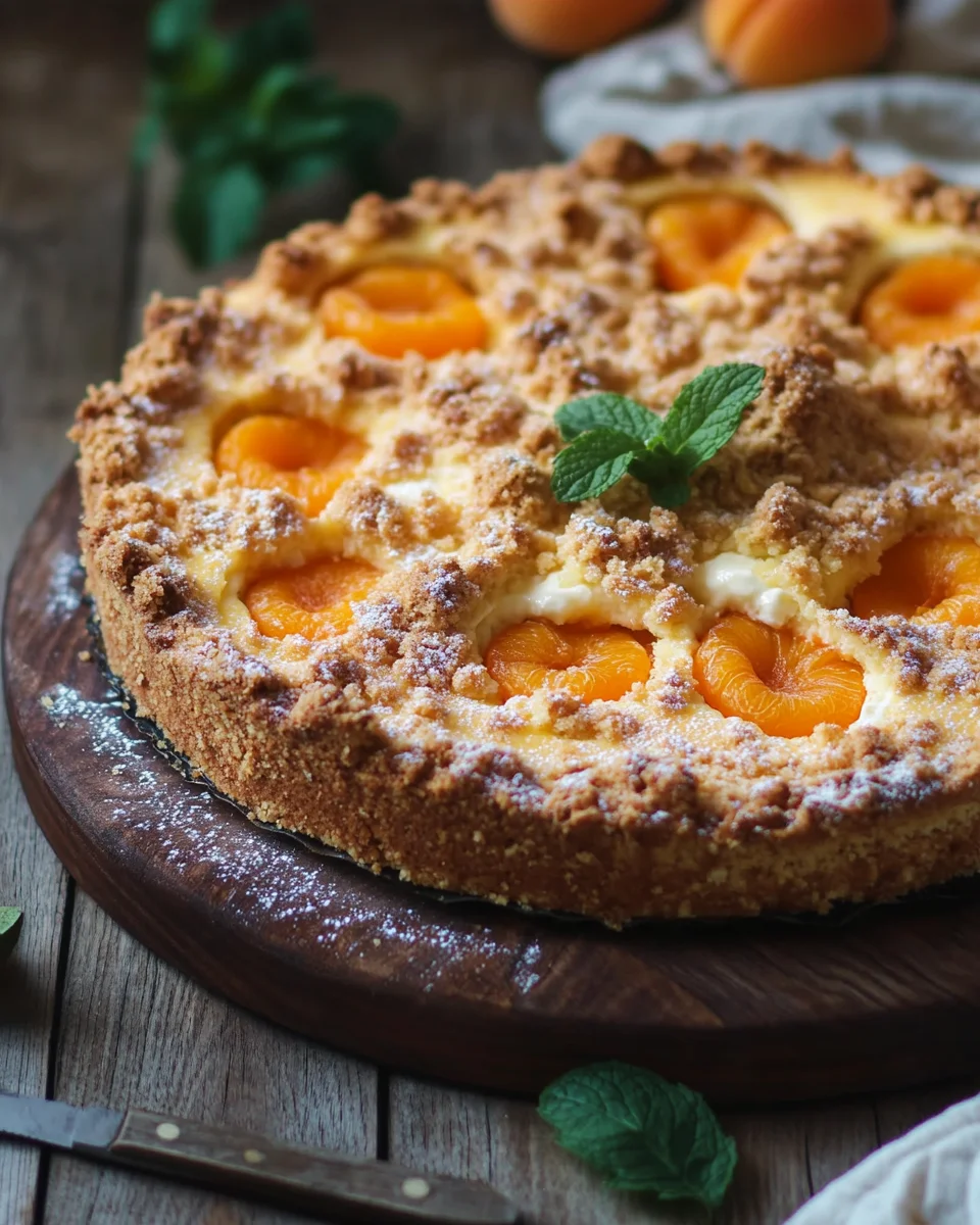 Aprikosenkuchen mit Quark und Streuseln