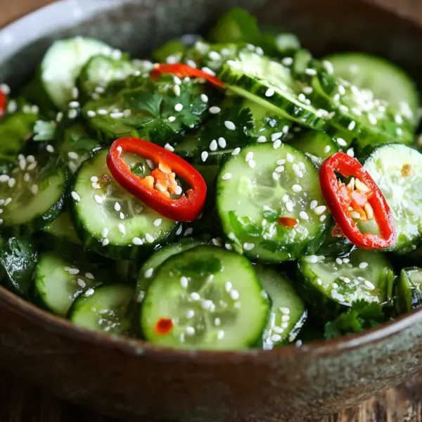 Asiatischer Gurkensalat mit Chili & Sesam