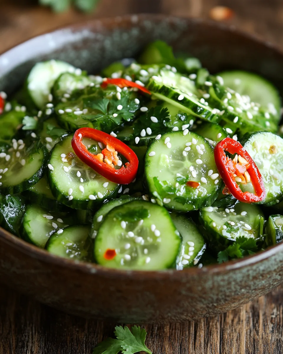 Asiatischer Gurkensalat mit Chili & Sesam