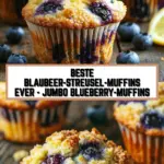 Beste Blaubeer-Streusel-Muffins ever - Jumbo Blueberry-Muffins 25 Pinterest Hidden Image