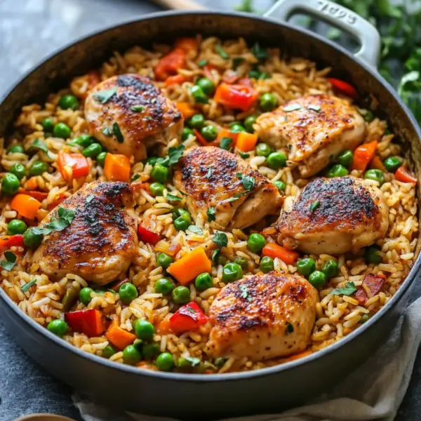 Ein Topf Hähnchen und Reis