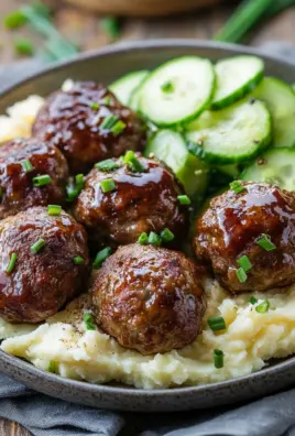 Fleischbällchen mit Gurkensalat und Kartoffelstampf 20 Fleischbällchen mit Gurkensalat und Kartoffelstampf