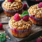 Gesunde Himbeer-Muffins mit Haferflocken-Streuseln