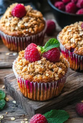 Gesunde Himbeer-Muffins mit Haferflocken-Streuseln 22 Gesunde Himbeer-Muffins mit Haferflocken-Streuseln