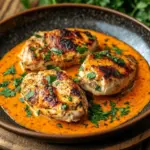 H&auml;hnchenfilets mit einer Ajvar-Schmandsauce