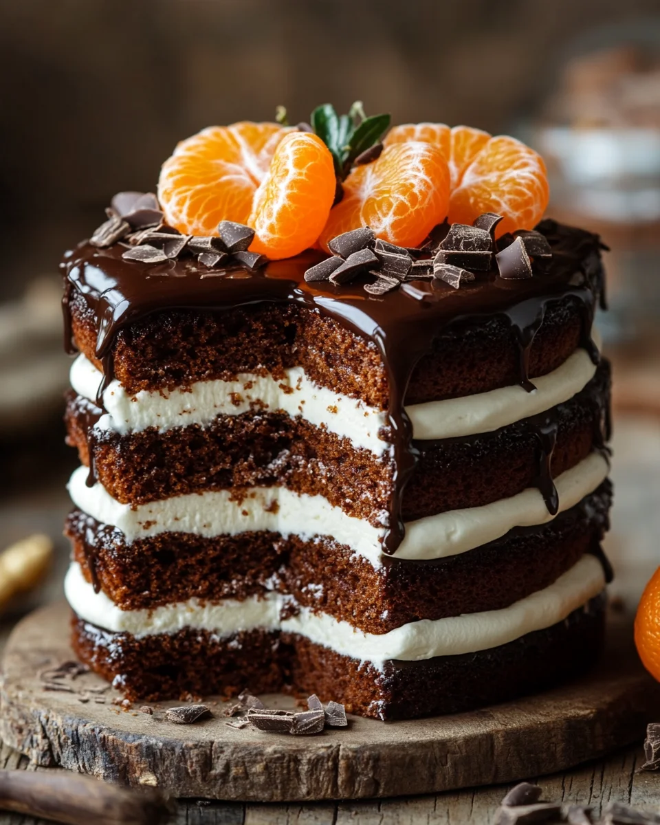 Lebkuchen-Torte mit Paradiescreme und Mandarinen 24 Lebkuchen-Torte
