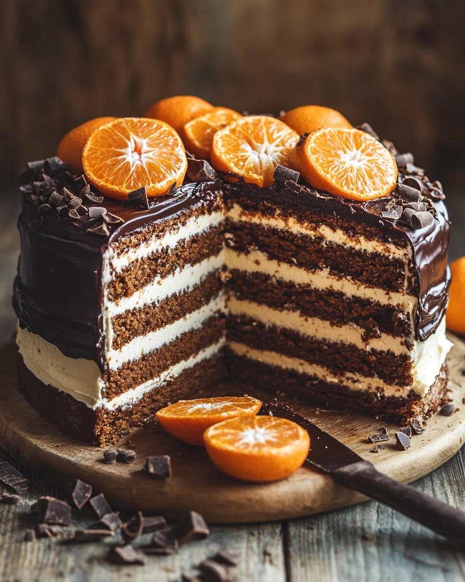 Lebkuchen-Torte mit Paradiescreme und Mandarinen