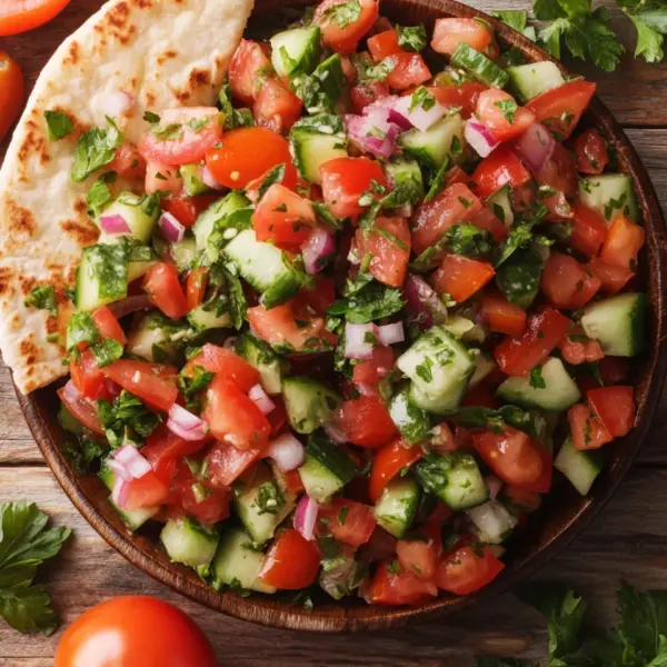Libanesischer Tomaten Pita Salat