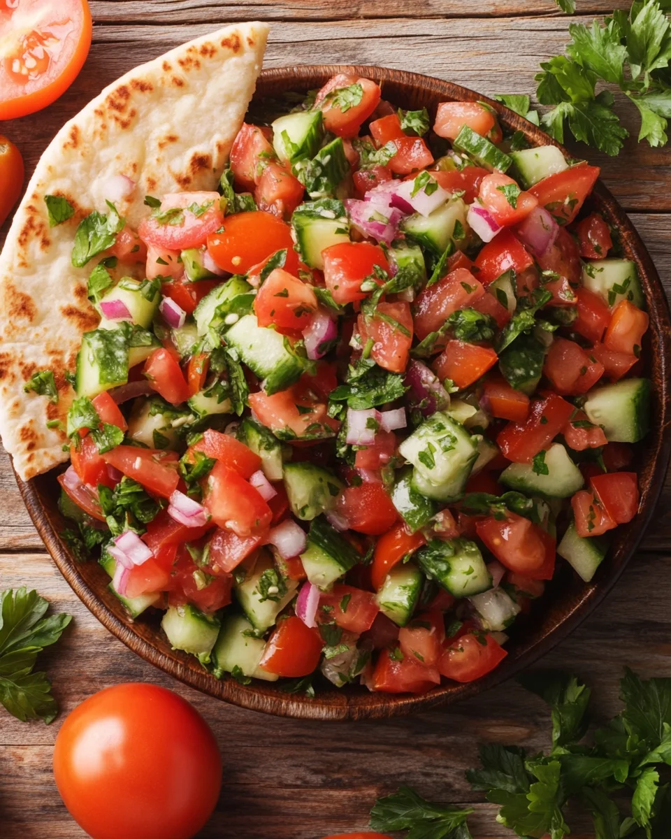 Libanesischer Tomaten Pita Salat
