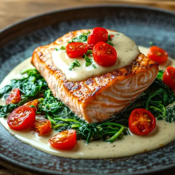Ofenlachs mit Spinat