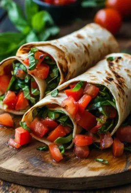 Vegetarische Wrap-Röllchen mit Rucola und Tomaten 24 Vegetarische Wrap-Röllchen mit Rucola und Tomaten