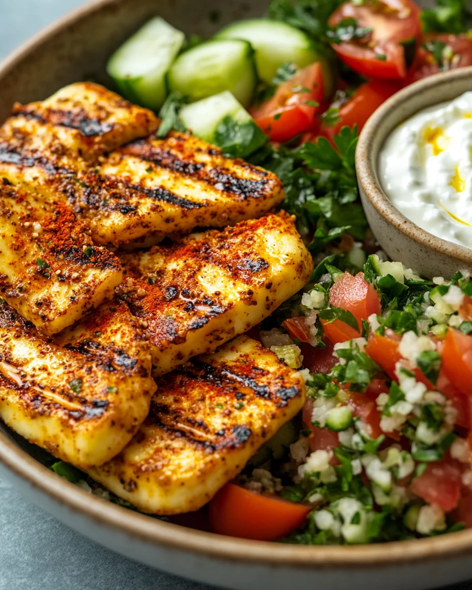 Würziger Halloumi mit Tabbouleh und Minzjoghurt 26 Würziger