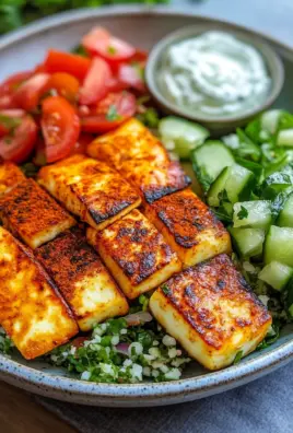 Würziger Halloumi mit Tabbouleh und Minzjoghurt 24 Würziger Halloumi mit Tabbouleh und Minzjoghurt