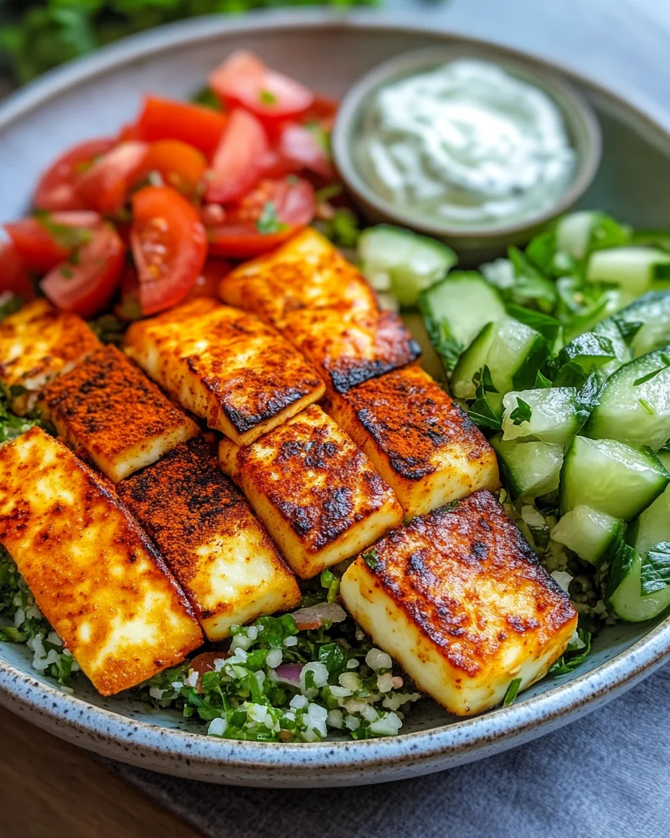 Würziger Halloumi mit Tabbouleh und Minzjoghurt 28 Würziger Halloumi mit Tabbouleh und Minzjoghurt